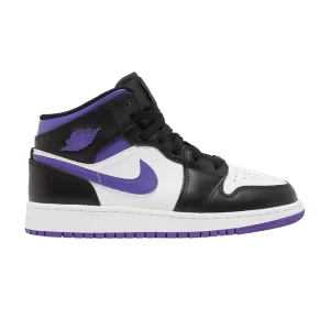 Air Jordan 1 Mid GS 'Dark Iris' Noir/Iris foncé/Blanc/Violet Court 554725 095