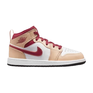 Air Jordan 1 Mid PS 'Light Curry Cardinal Red' Blanc Onyx/Blanc/Rouge Cardinal/Light Curry 640734 201