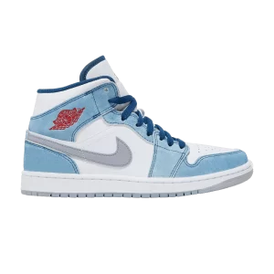 Air Jordan 1 Mid SE 'French Blue' Bleu français/Blanc/Gris acier clair/Rouge feu DN3706 401