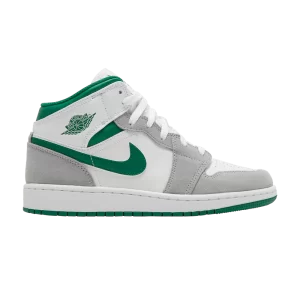Air Jordan 1 Mid SE GS 'Grey Pine Green' Blanc/Gris fumée clair/Vert pin DC7248 103