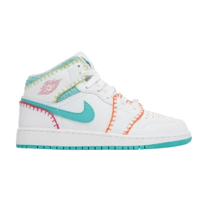 Air Jordan 1 Mid SE GS 'Multi Knit' Blanc/Washed Til/Rose Peak DM6218 100