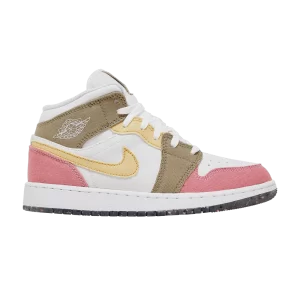 Air Jordan 1 Mid SE GS 'Pastel Grind' Blanc/Vert vif DJ0338 100