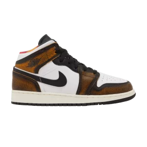 Air Jordan 1 Mid SE GS 'Wear-Away - Taxi' Noir/Taxi/Blanc/Voile DQ8418 071
