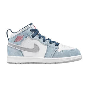 Air Jordan 1 Mid SE PS 'French Blue' Bleu français/Blanc/Gris acier clair/Rouge feu DR6237 401