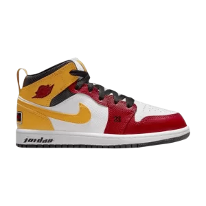 Air Jordan 1 Mid SE PS 'Motorsport' Baskets Blanc/Noir/University Gold/Rouge DJ0337 067