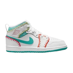 Air Jordan 1 Mid SE PS 'Multi Knit' Blanc/Washed Til/Rose Peak/Orange Peak DM9648 100