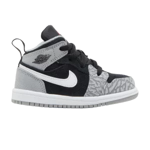Air Jordan 1 Mid SE TD 'Elephant Toe' Noir/Blanc/Gris fumée clair/Rouge université DM6217 016