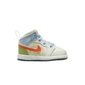 Air Jordan 1 Mid SE TD 'Stitch' Voile/Bleu psychique/Vert vif/Orange sécurité DX2463 100