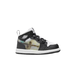 Air Jordan 1 Mid TD 'Hologram' Noir/Nouvelle Émeraude/Rouge Université/Concorde Foncé DR9494 001