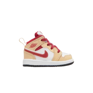 Air Jordan 1 Mid TD 'Light Curry Cardinal Red' Blanc Onyx/Blanc/Rouge Cardinal/Light Curry 640735 201