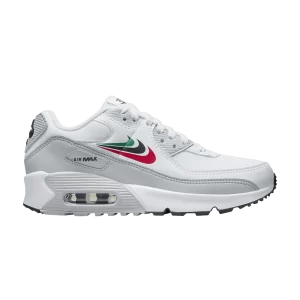 Nike Air Max 90 GS 'Multi-Swoosh' Blanc/Rouge Université/Noir/Malachite DV3032 100