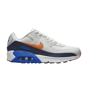 Nike Air Max 90 Leather GS 'Blanc Navy Orange' Blanc sommet/Midnight Fleet/Game Royale/Orange sécurité CD6864 120