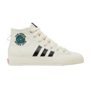 Baskets adidas André Saraiva x Nizza Hi RF J 'The World Needs Love' Blanc crème/Noir couleur/Pantone GZ1758