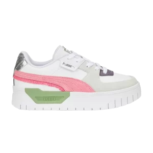 Puma Cali Dream Big Kid 'Boho Gleam – Blanc 'Baskets Blanc/Corail Feu/Vert poussiéreux 386070 02