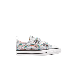Converse Chuck Taylor All Star Easy-On Low TD 'Rainbow Castles' Baskets Blanc/Rose Orage/Bleu Sarcelle Délavé 772945F