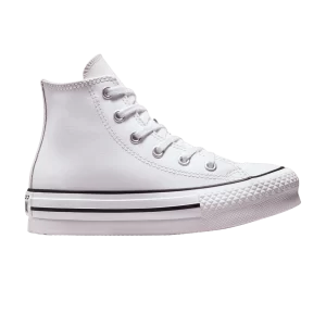 Converse Chuck Taylor All Star Lift Platform Leather High Baskets pour Enfants 'White Natural Ivory' Blanc/Naturel Ivoire/Noir A01016C
