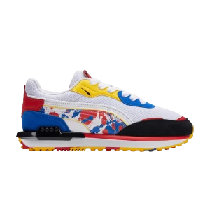 Puma City Rider Splash Jr 'White Dandelion Camo' Baskets Blanc/Royal/Pissenlit 385468 01