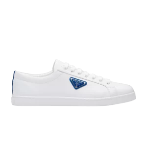 Baskets en cuir brossé Prada 'White Cobalt Blue' Blanc/Bleu cobalt 2EE376 3F0E F098Z