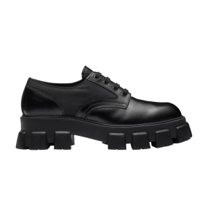 Prada Monolith Baskets à lacets en cuir brossé et nylon 'Noir' Noir 2EE342 3LFR F0002