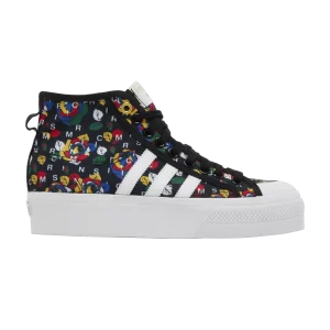 Baskets adidas Rich Mnisi x Wmns Nizza Platform Mid 'Pop-Art Roses' Noir/Blanc nuage/Couleur du fournisseur GZ4304