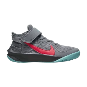 Nike Team Hustle D10 FlyEase PS 'Grey Teal Siren Red' Gris fumée/Gris fumée foncé/Washed Til/Rouge sirène DD7302 008