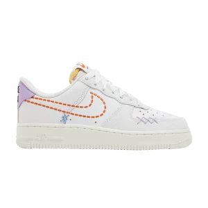 Nike Wmns Air Force 1 '07 SE '101' Baskets Blanc/Voile/Vert Lueur/Orange Sécurité DX2348 100