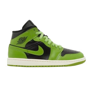Femme Air Jordan 1 Mid 'Altitude Green' Noir/Voile/Altitude Vert Heather BQ6472 031