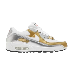 Nike Wmns Air Max 90 SE 'Métallique' Baskets Blanc/Or Métallique/Argent Métallique/Blanc DJ6208 100
