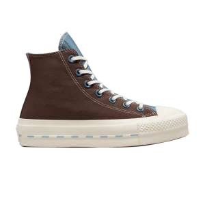 Converse Wmns Chuck Taylor All Star Lift Platform Crafted Canvas High 'Brazil Nut Indigo Oxide' Baskets Noix du Brésil/Indigo oxyde/Aigrette 572708C