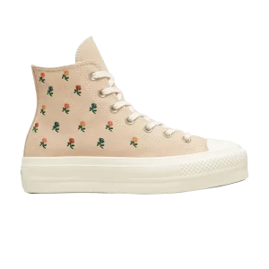 Converse Wmns Chuck Taylor All Star Lift Platform High 'Roses brodées' Baskets Farro/Aigrette/Midnight Clover A04300C