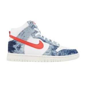 Nike Wmns Dunk High 'Washed Denim' Baskets Multicolore/Blanc/Voile/Rouge Habanero DV2181 900