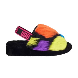 UGG Wmns Fluff Yeah Slide 'Party Spots' Baskets Noir 1125006 BLK