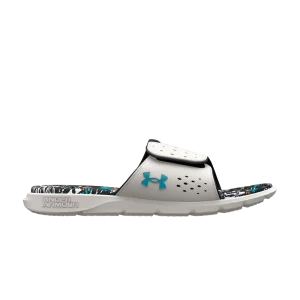 Under Armour Wmns Ignite 7 Graphic Footbed Slide 'Grey Mist Floral' Gris Brouillard/Bleu Surf 3026029 100