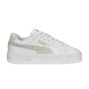 Baskets Puma Wmns Smash Platform V3 'Laser Cut – White Pristine Gold 'Blanc/Primal/Or 389403 01