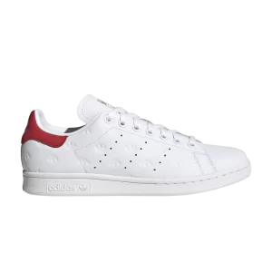 adidas Wmns Stan Smith 'Allover Debossed Trefoils - White Scarlet' Nuage blanc/Meilleur écarlate/Or métallique FZ6370