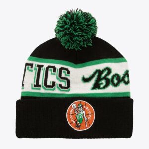 Mitchell & Ness Black Boston Celtics Hardwood Classics Bonnet en tricot à revers avec pompon Noir 1592665