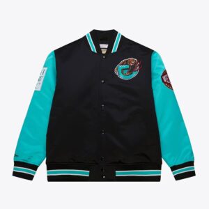 Blouson aviateur Mitchell & Ness Noir Memphis Grizzlies Primetime Vintage Satin Full-Snap Jacket Noir 1591705