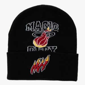 Mitchell & Ness Black Miami Heat Hardwood Classics Team Origins Bonnet en tricot à revers Noir 1593494