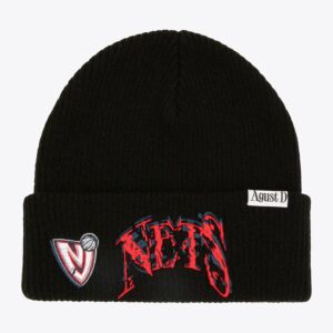 Mitchell & Ness Black New Jersey Nets SUGA Glitch Bonnet en tricot à revers Noir 1593375