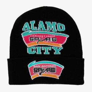 Mitchell & Ness Noir San Antonio Spurs Hardwood Classics Team Origins Bonnet en tricot à revers Noir 1593497