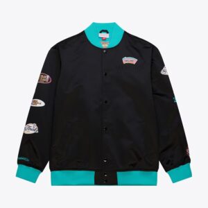 Blouson aviateur Mitchell & Ness Noir San Antonio Spurs Team OG 3.0 Satin Full Snap Jacket Noir 1591776