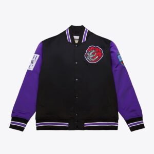 Blouson aviateur Mitchell & Ness Noir Toronto Raptors Primetime Vintage Satin Full-Snap Jacket Noir 1591719