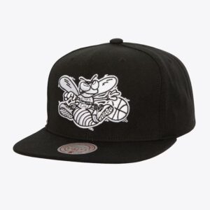 Mitchell & Ness Noir Blanc Charlotte Hornets Hardwood Classics Evergreen OG Snapback Chapeau Bleu 1592344