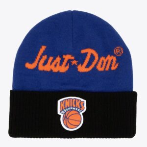 Mitchell & Ness Bleu New York Knicks x Just Don Hardwood Classics Bonnet en tricot à revers en cachemire Bleu 1593345