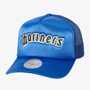 Casquette Snapback de camionneur en satin bleu Seattle Mariners Mitchell & Ness bleu 1594035