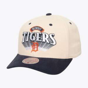 Mitchell & Ness Crème Detroit Tigers Horizon Pro Crown Snapback Chapeau Bleu 1593857