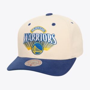 Mitchell & Ness Crème Golden State Warriors Horizon Pro Crown Snapback Chapeau Crème 1592241