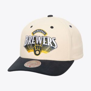 Mitchell & Ness Crème Milwaukee Brewers Horizon Pro Crown Snapback Chapeau Crème 1593869