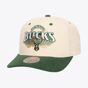 Mitchell & Ness Crème Milwaukee Bucks Horizon Pro Crown Snapback Chapeau Crème 1592212