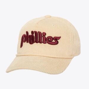 Casquette de baseball Mitchell & Ness crème Philadelphia Phillies Cooperstown Collection velours côtelé Deadstock Snapback chapeau crème 1594240